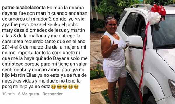Patricia Acosta acusa a Dayana Jaimes de quitarle la camioneta que Martín Elías le regaló